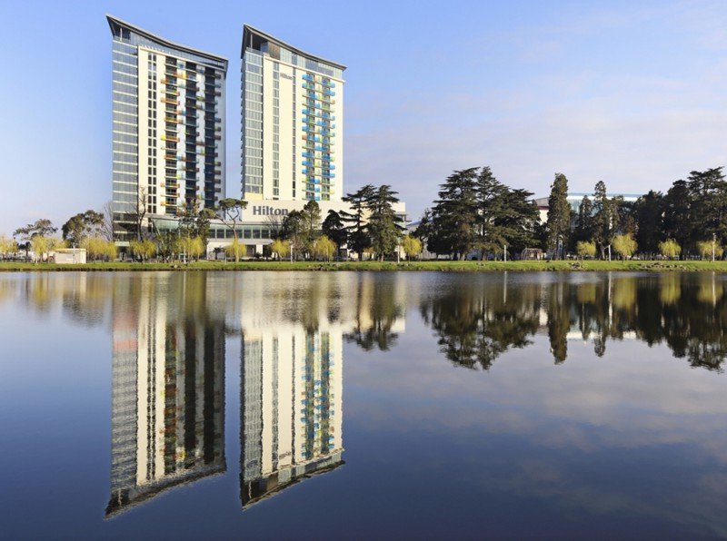 Hilton Batumi hotel exterior modern high-rise building near Black Sea Georgia